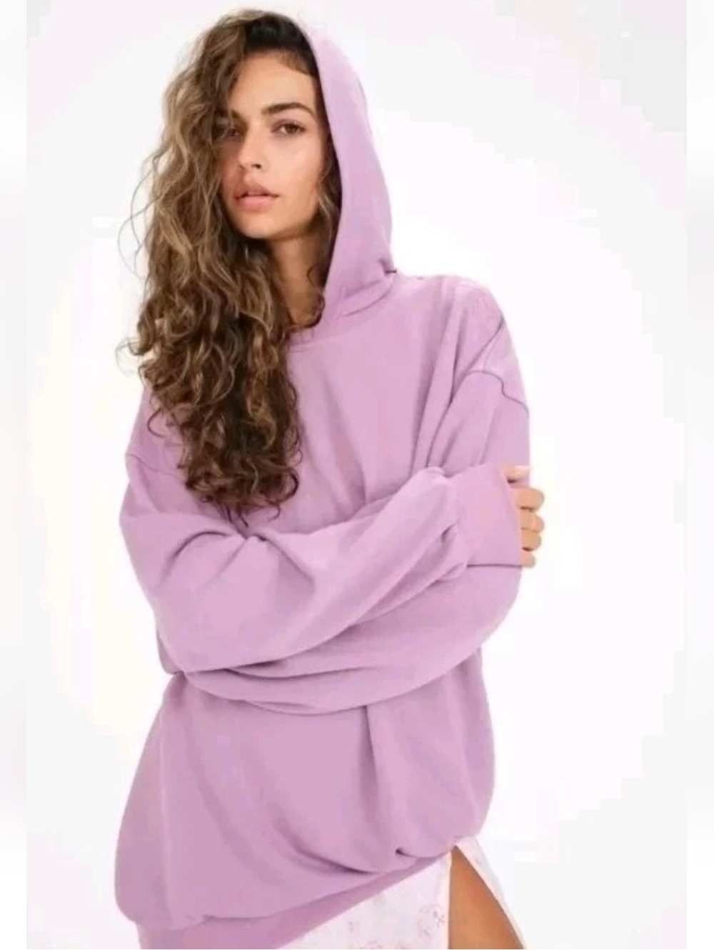 For Love & Lemons -Leisure Pink/Purple Dusty Rose Hoodie Oversized - Size: LARGE